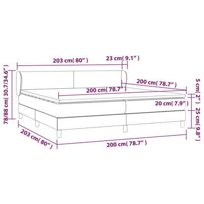 Spring Bed Frame with Dark Brown Mattress 200x200cm Fabric