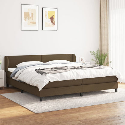 Spring Bed Frame with Dark Brown Mattress 200x200cm Fabric