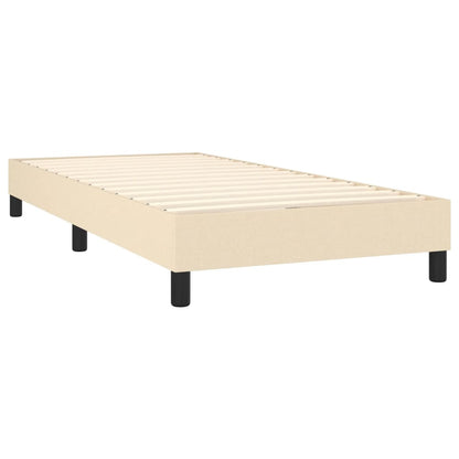 Spring bed frame with cream mattress 90x200 cm in fabric