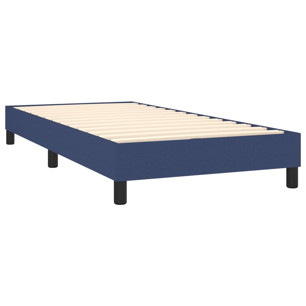 Spring bed frame with blue mattress 90x200 cm in fabric