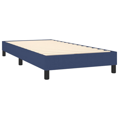 Spring bed frame with blue mattress 90x200 cm in fabric