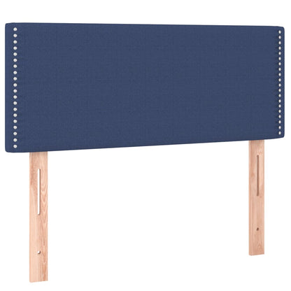 Spring bed frame with blue mattress 90x200 cm in fabric