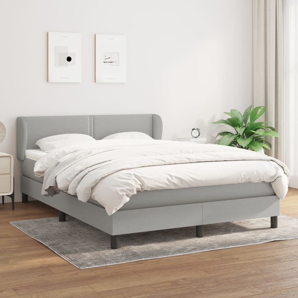 Giroletto a Molle con Materasso Grigio Chiaro 140x200cm Tessuto | homemem39