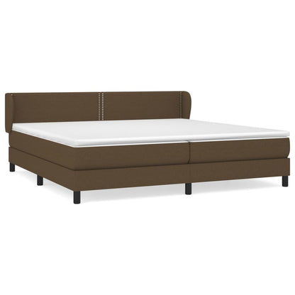 Spring Bed Frame with Dark Brown Mattress 200x200cm Fabric