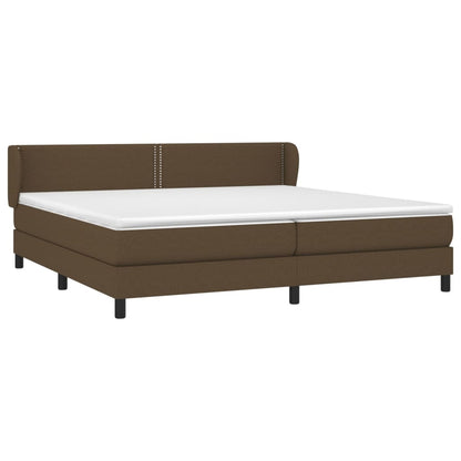 Spring Bed Frame with Dark Brown Mattress 200x200cm Fabric