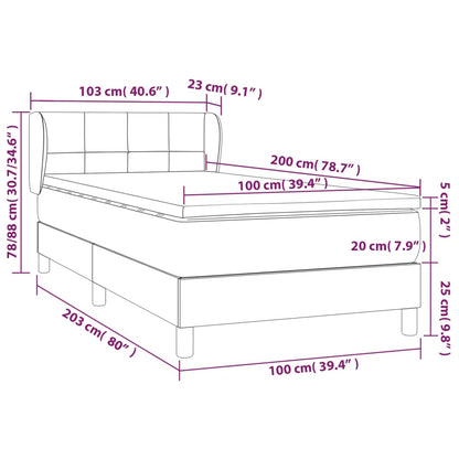 Giroletto a Molle con Materasso Grigio Scuro 100x200 cm Tessuto - homemem39