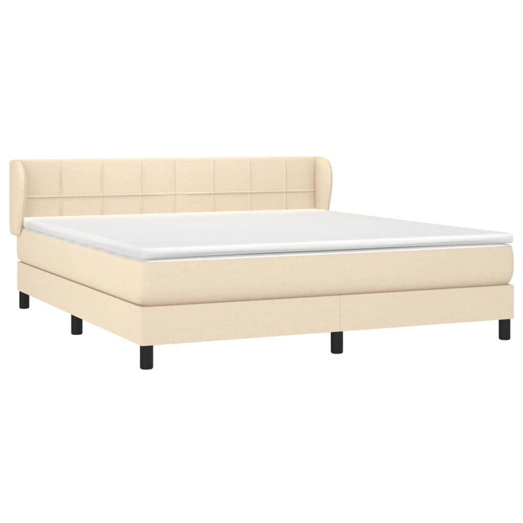 Giroletto a Molle con Materasso Crema 160x200 cm in Tessuto | homemem39
