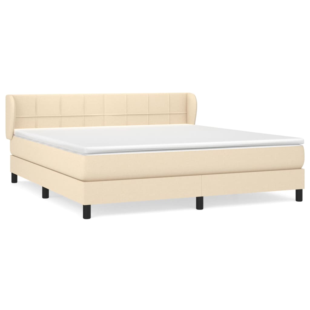 Giroletto a Molle con Materasso Crema 180x200 cm in Tessuto | homemem39