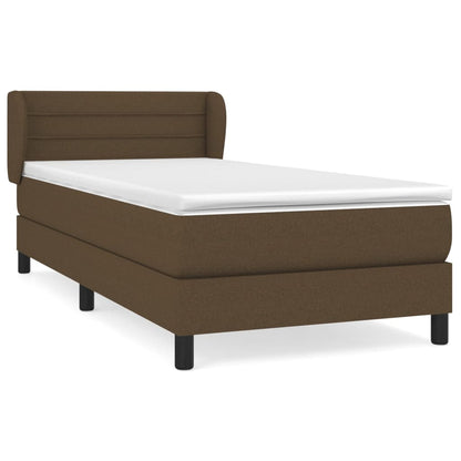 Spring Bed Frame with Dark Brown Mattress 80x200 cm Fabric