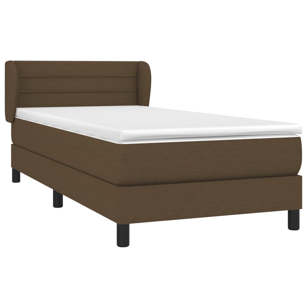 Spring Bed Frame with Dark Brown Mattress 80x200 cm Fabric