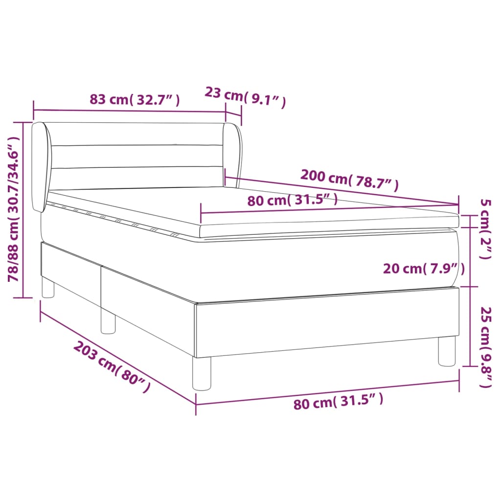 Giroletto a Molle con Materasso Tortora 80x200 cm inTessuto | homemem39
