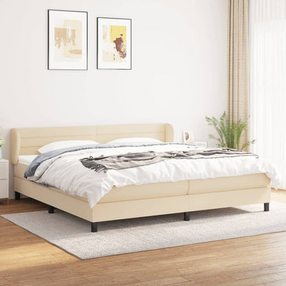 Giroletto a Molle con Materasso Crema 200x200 cm in Tessuto | homemem39
