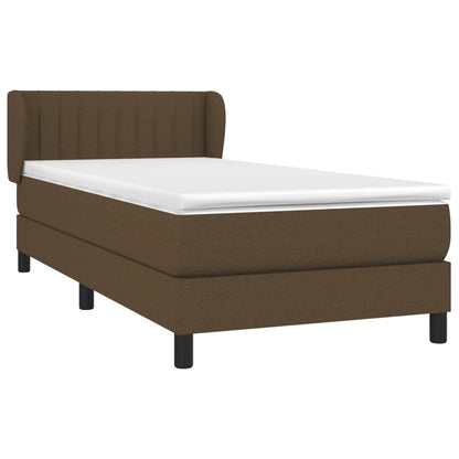 Spring Bed Frame with Dark Brown Mattress 80x200 cm Fabric