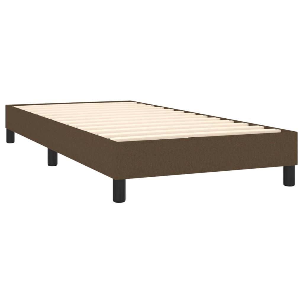 Spring Bed Frame with Dark Brown Mattress 80x200 cm Fabric