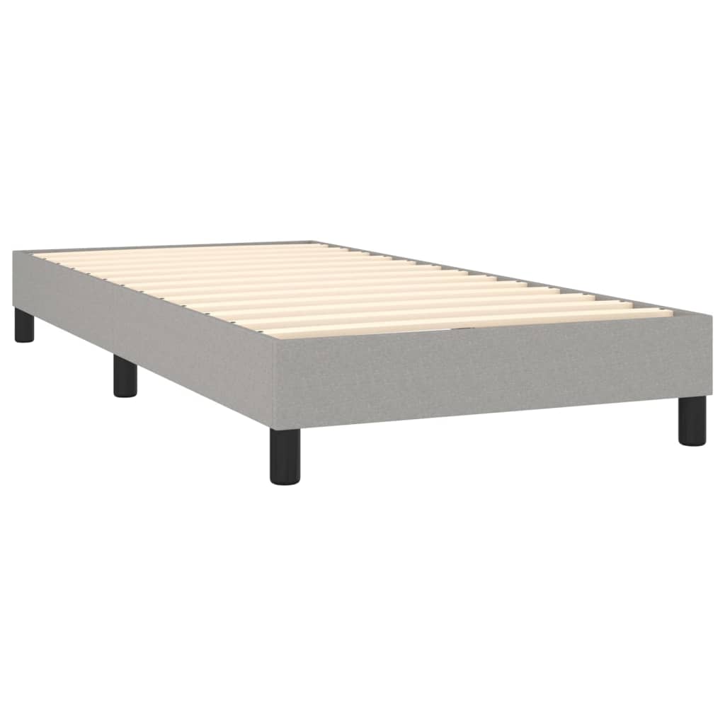 Spring bed frame with light gray mattress 90x200 cm fabric