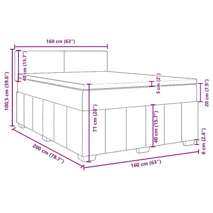 Giroletto a Molle con Materasso Marrone Scuro 160x200cm Tessuto