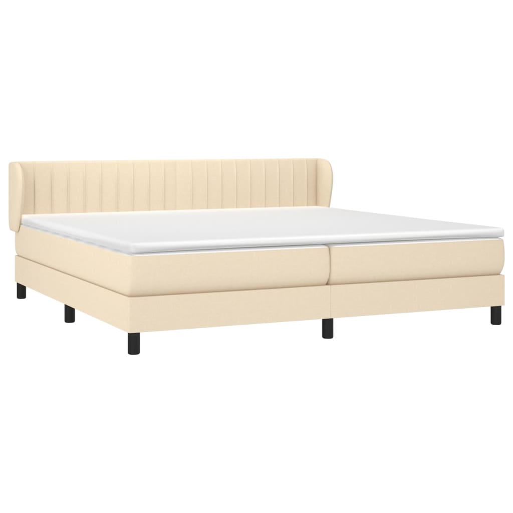 Giroletto a Molle con Materasso Crema 200x200 cm in Tessuto | homemem39