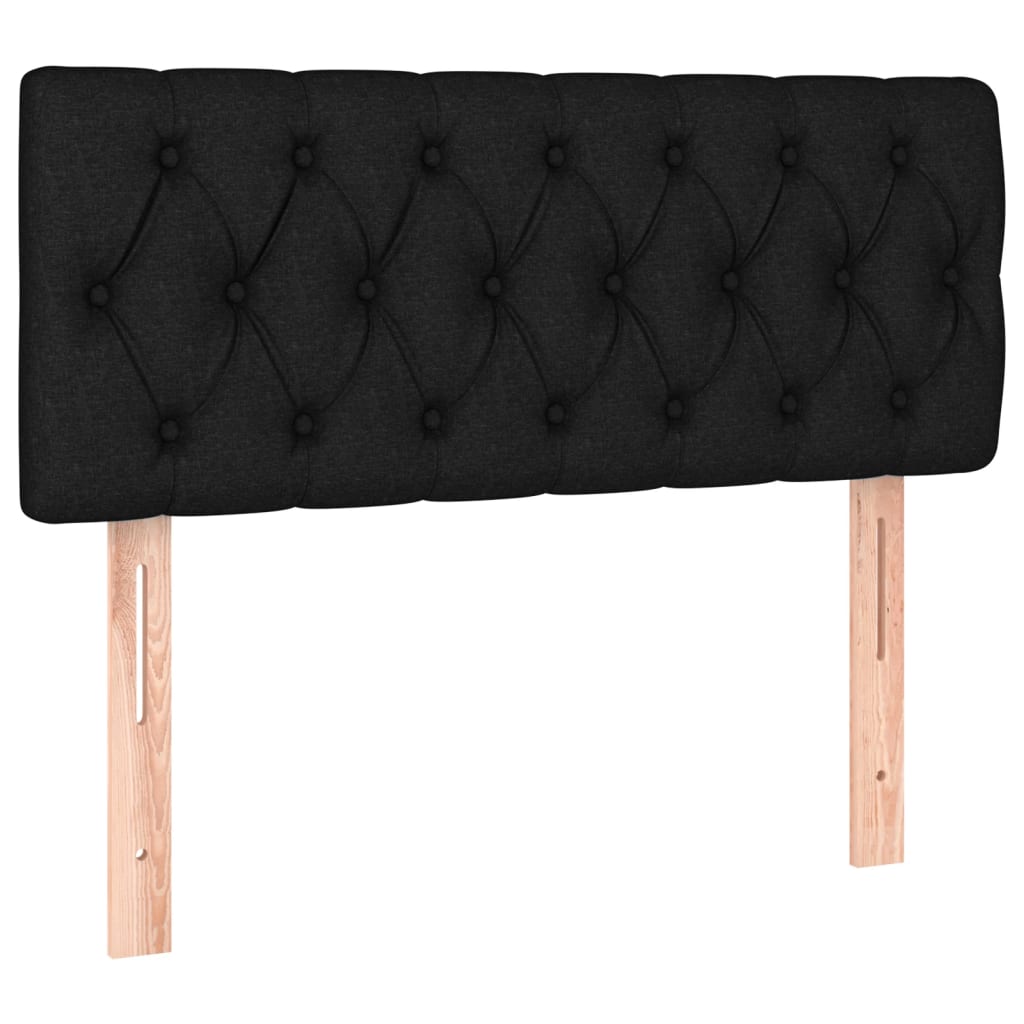 Spring bed frame with black mattress 90x200 cm in fabric