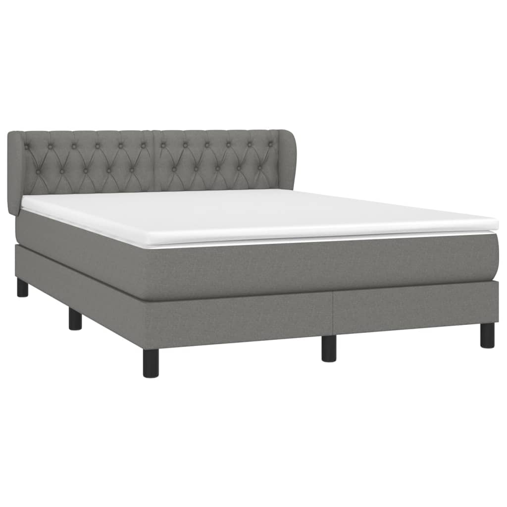 Giroletto a Molle con Materasso Grigio Scuro 140x200cm Tessuto | homemem39