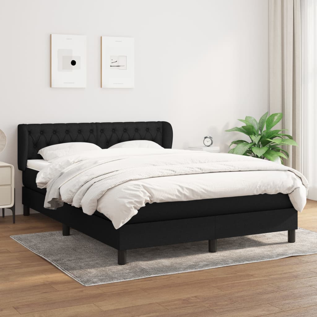 Giroletto a Molle con Materasso Nero 140x200 cm in Tessuto | homemem39