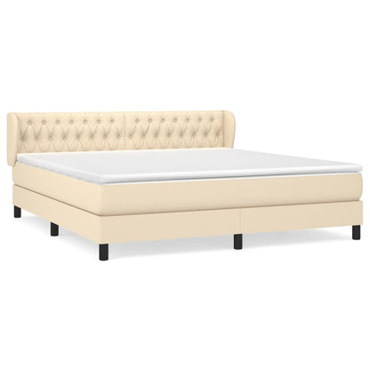 Giroletto a Molle con Materasso Crema 180x200 cm in Tessuto
