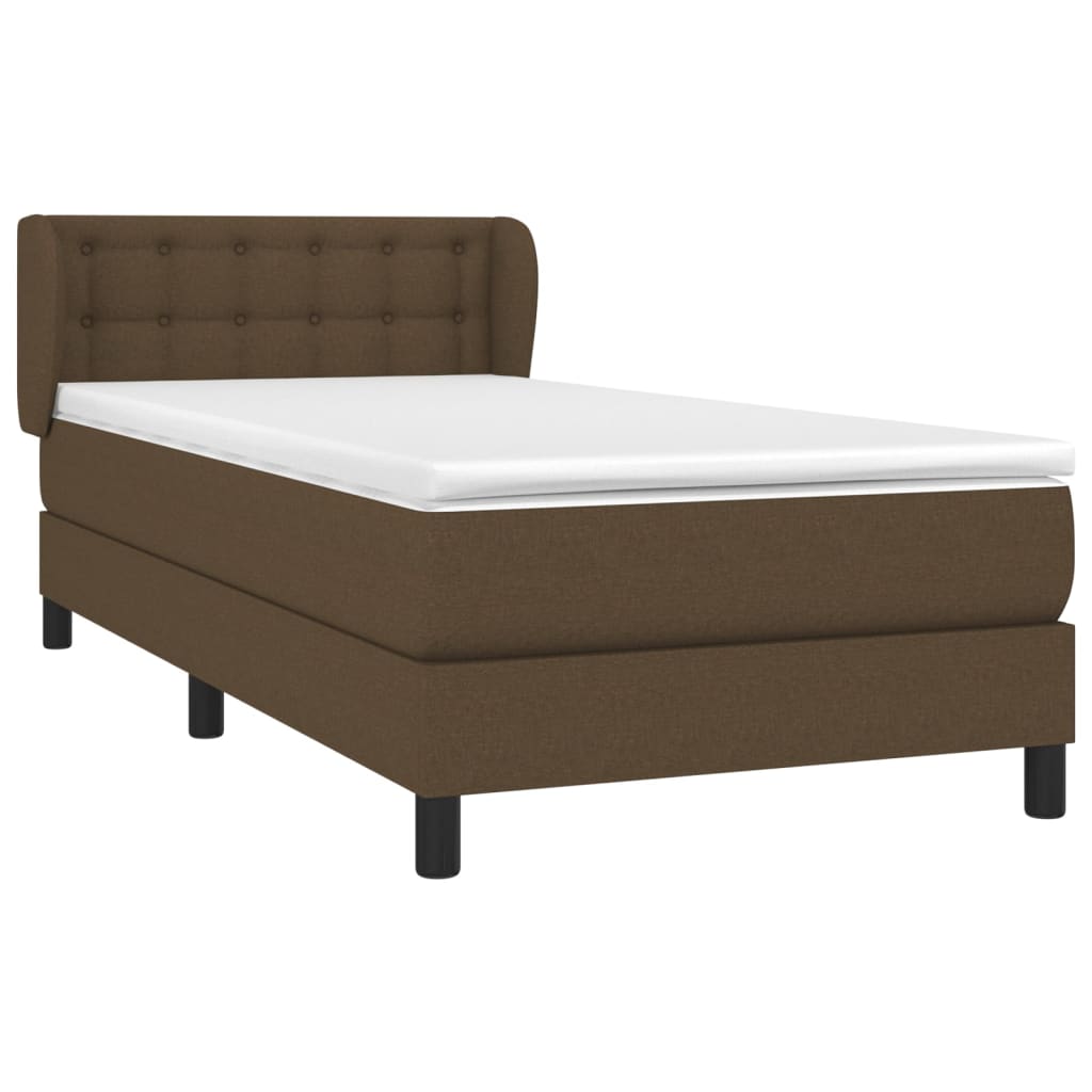 Giroletto a Molle con Materasso Marrone Scuro 90x190cm Tessuto | homemem39