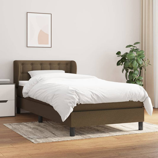 Giroletto a Molle con Materasso Marrone Scuro 90x190cm Tessuto | homemem39