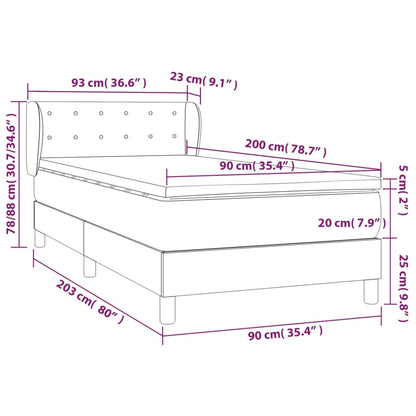 Giroletto a Molle con Materasso Marrone Scuro 90x200 cm Tessuto