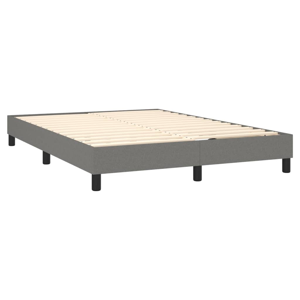 Spring Bed Frame with Dark Gray Mattress 140x200cm Fabric