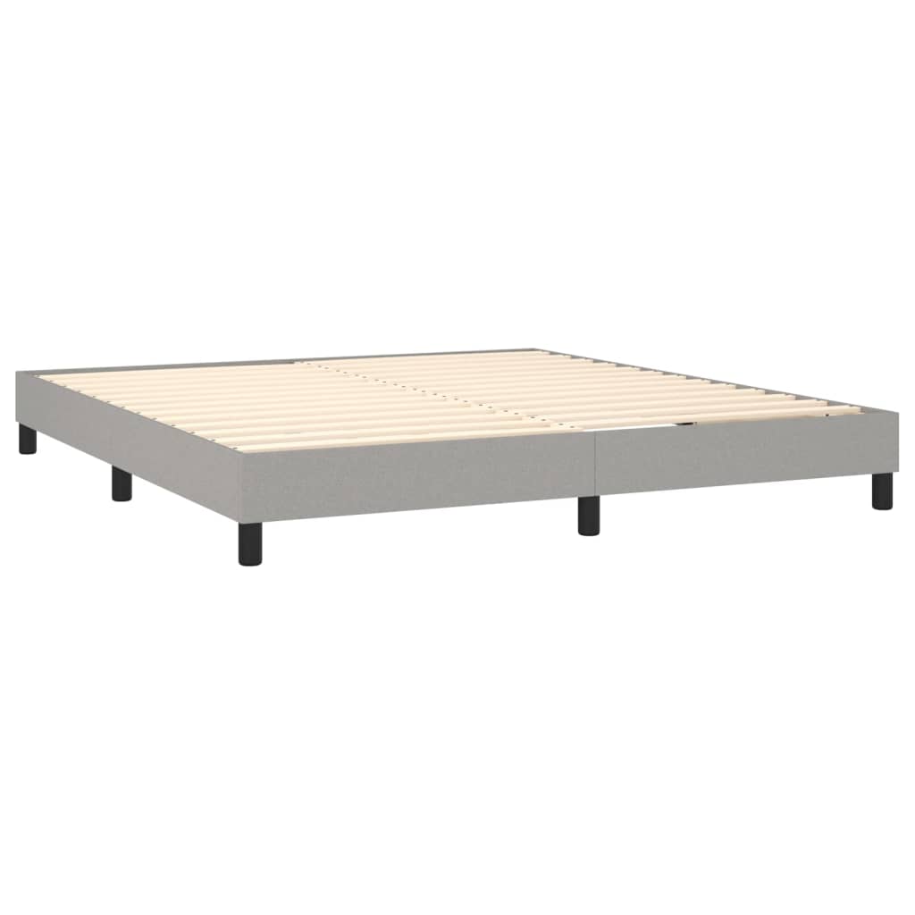 Spring bed frame with light gray mattress 180x200 cm fabric