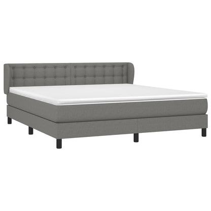 Spring Bed Frame with Dark Gray Mattress 180x200 cm Fabric