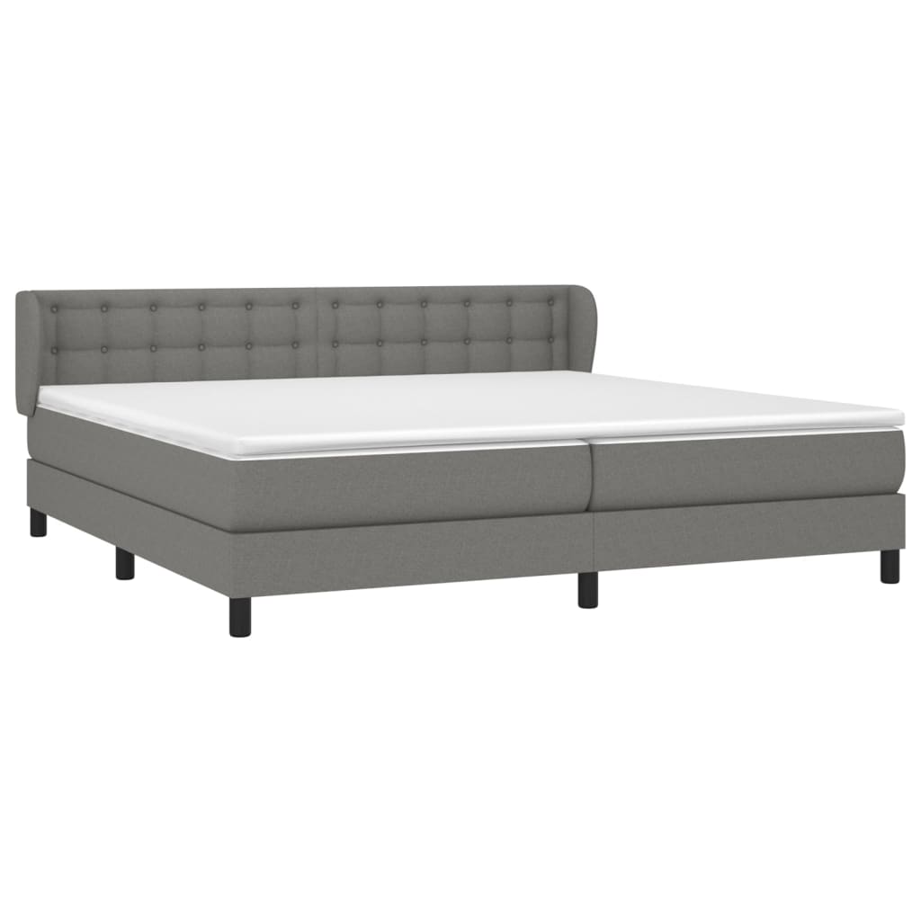 Giroletto a Molle con Materasso Grigio Scuro 200x200 cm Tessuto | homemem39