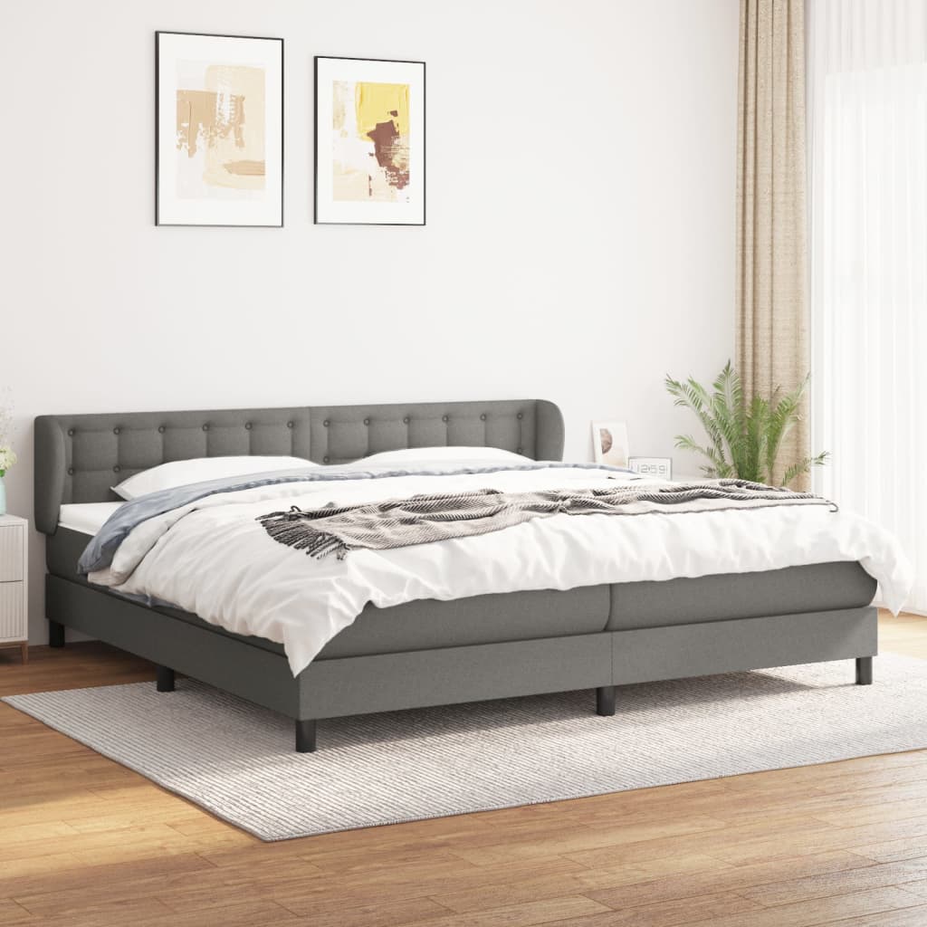 Giroletto a Molle con Materasso Grigio Scuro 200x200 cm Tessuto | homemem39