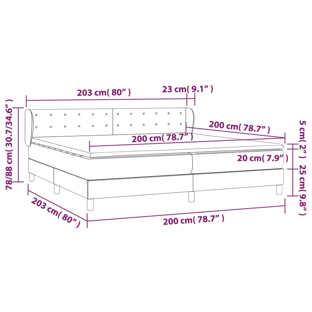 Giroletto a Molle con Materasso Marrone Scuro 200x200cm Tessuto