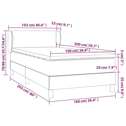 Giroletto a Molle con Materasso Grigio Scuro 100x200 cm Tessuto | homemem39