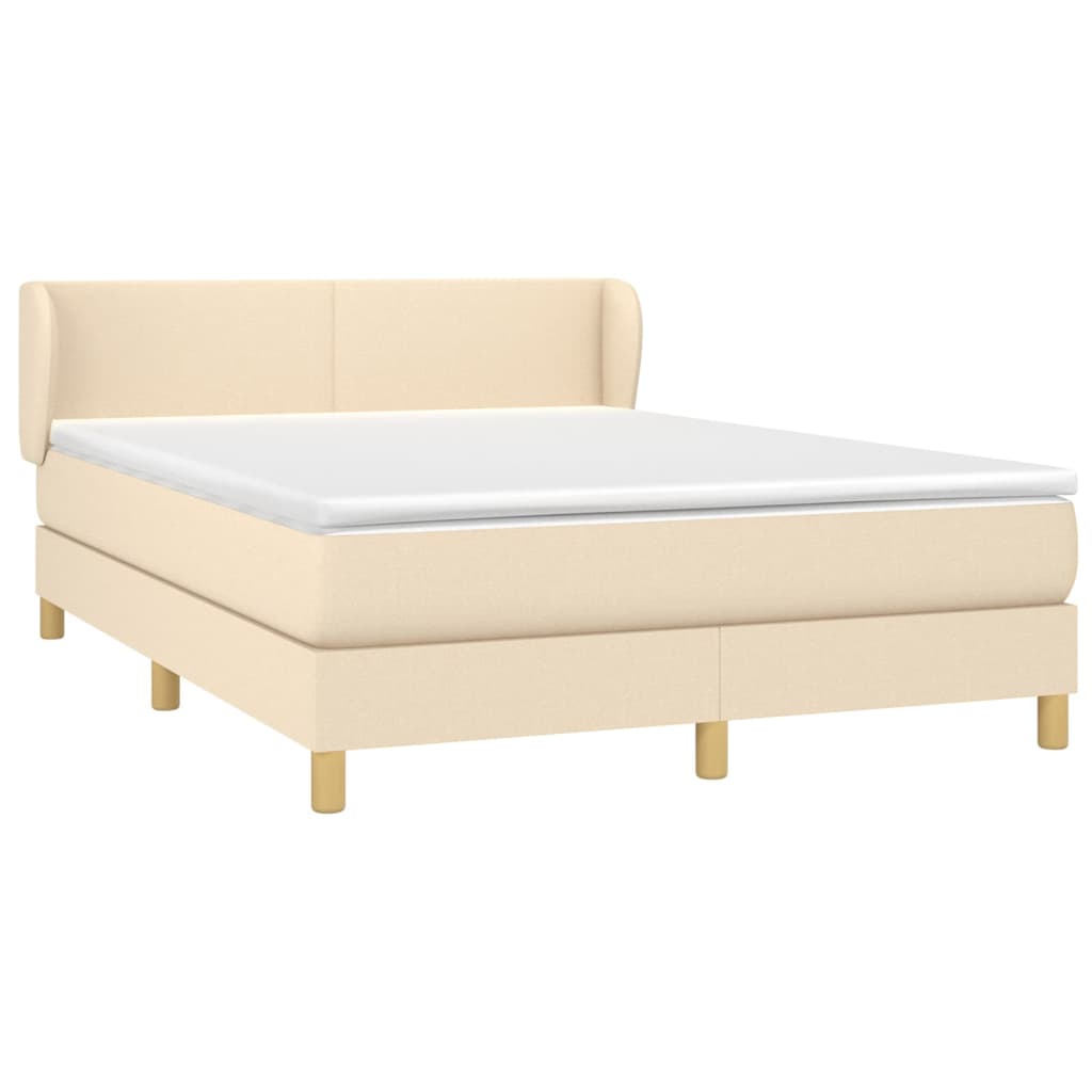 Giroletto a Molle con Materasso Crema 140x200 cm in Tessuto | homemem39