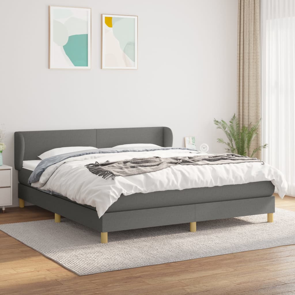 Giroletto a Molle con Materasso Grigio Scuro 160x200 cm Tessuto | homemem39