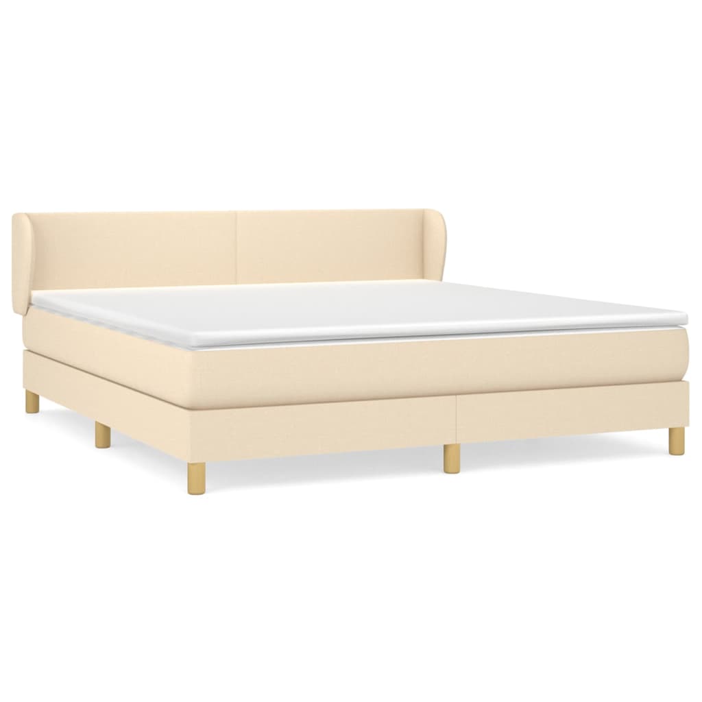 Giroletto a Molle con Materasso Crema 160x200 cm in Tessuto | homemem39