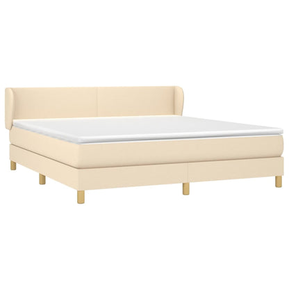 Giroletto a Molle con Materasso Crema 160x200 cm in Tessuto | homemem39