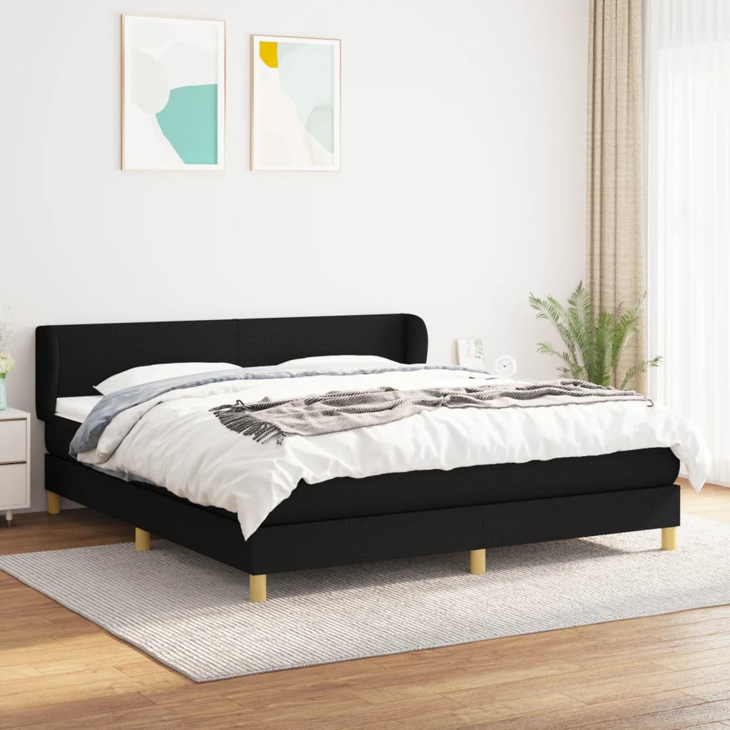 Giroletto a Molle con Materasso Nero 180x200 cm in Tessuto | homemem39