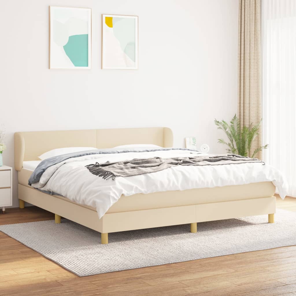 Giroletto a Molle con Materasso Crema 180x200 cm in Tessuto | homemem39
