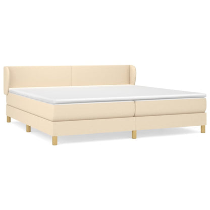 Giroletto a Molle con Materasso Crema 200x200 cm in Tessuto | homemem39