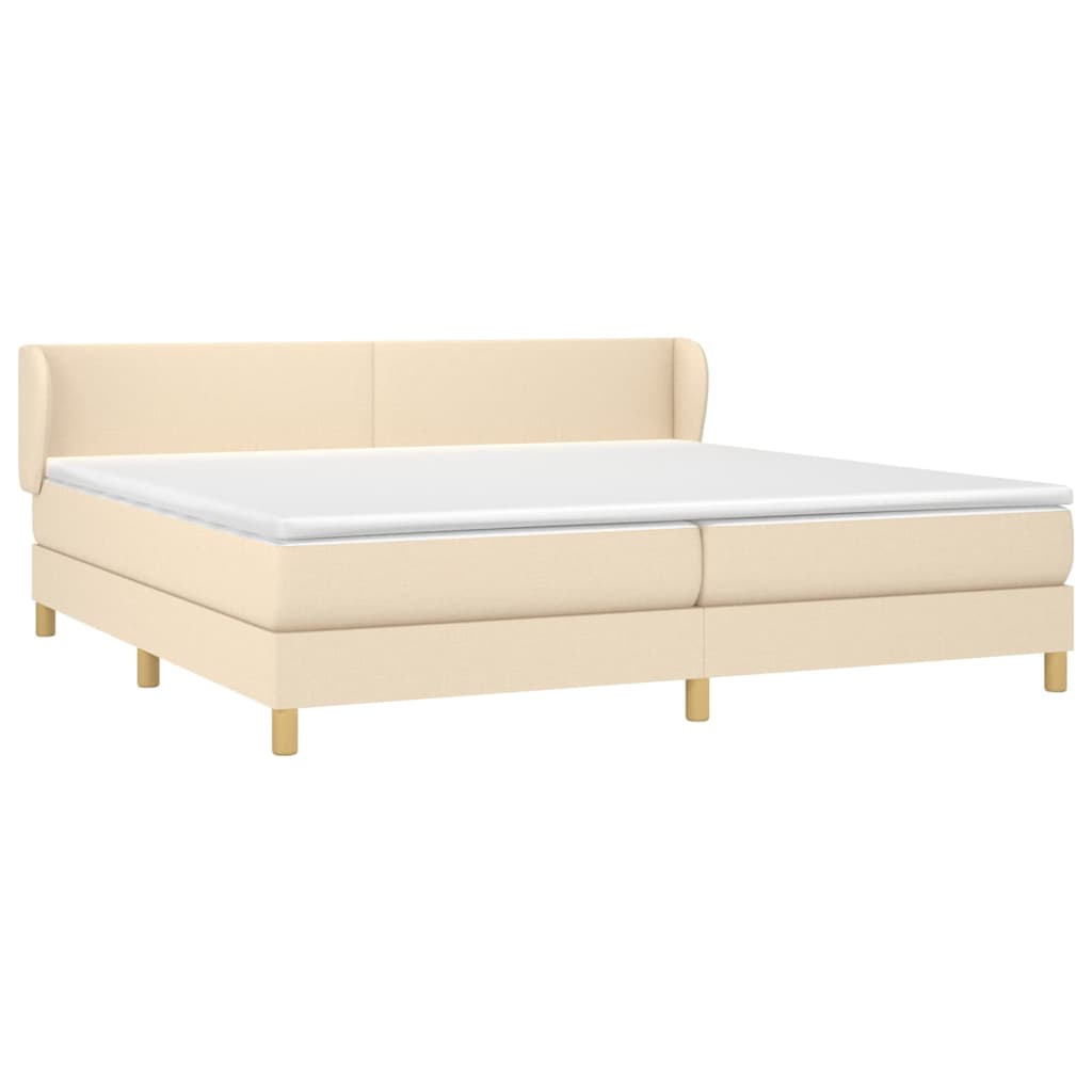 Giroletto a Molle con Materasso Crema 200x200 cm in Tessuto | homemem39