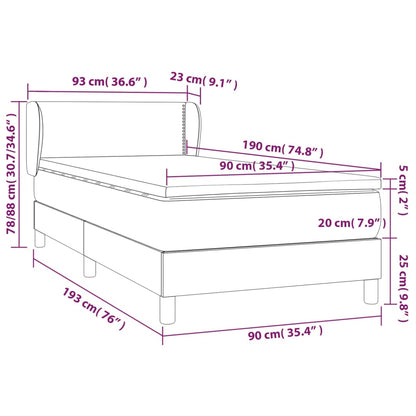 Giroletto a Molle con Materasso Grigio Scuro 90x190 cm Tessuto | homemem39