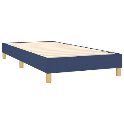 Spring bed frame with blue mattress 90x200 cm in fabric