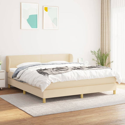 Giroletto a Molle con Materasso Crema 180x200 cm in Tessuto | homemem39