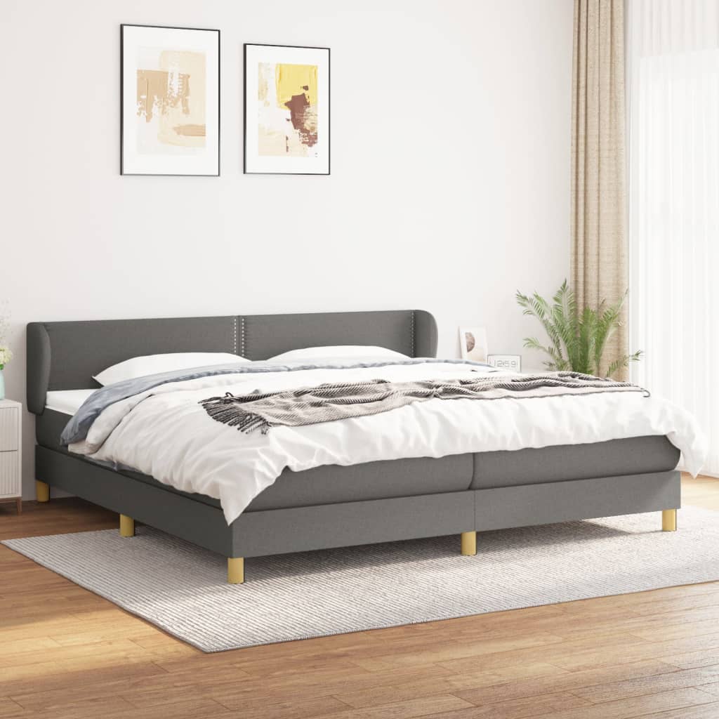 Giroletto a Molle con Materasso Grigio Scuro 200x200 cm Tessuto | homemem39