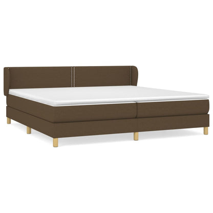 Spring Bed Frame with Dark Brown Mattress 200x200cm Fabric