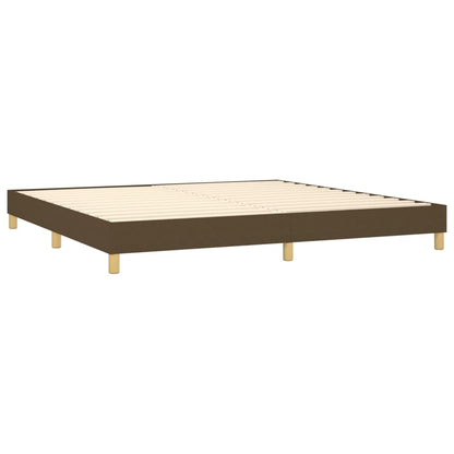 Spring Bed Frame with Dark Brown Mattress 200x200cm Fabric