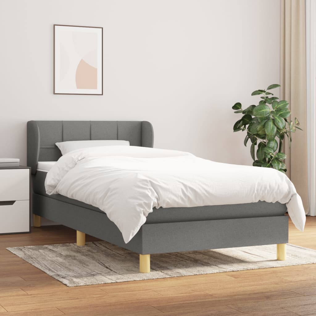 Giroletto a Molle con Materasso Grigio Scuro 80x200 cm Tessuto | homemem39